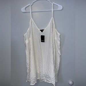 Torrid Blouse Top Womens Plus Sz 3 White Sleeveless Embroidered Eyelet